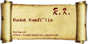 Radak Kamélia névjegykártya